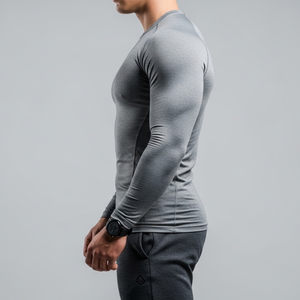 T-shirt blanc slim fit pour homme, manches longues, 100% coton, col rond, coupe ajustée, design OEM - Product Image 3