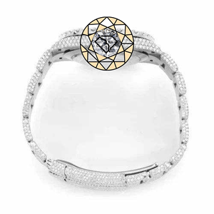 Reloj Unisex de Cuarzo de Acero Inoxidable con Incrustaciones de Diamantes de Laboratorio, Caja Redonda, Esfera Analógica con Números Romanos, Cristal de Zafiro y Cierre Desplegable - Product Image 5