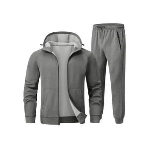 Ensemble de survêtement unisexe pour homme, respirant, en molleton, 2 pièces, polyester/coton, grande taille, logo personnalisé, jogging - Product Image 2