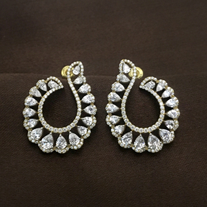 6.38 Cttw White CZ <b>Diamond</b> <b>Dangle</b> <b>Earrings</b> 925 Sterling Silver Yellow Gold Plated, Round & Pear Cut Cubic Zirconia <b>Earrings</b> - Product Image 3