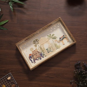 Plateau de service alimentaire en bois de qualité supérieure Unicorn Handicrafts avec poignées pour la maison, les repas, le café, le thé, le petit-déjeuner, les collations et les réceptions - Product Image 5