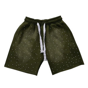 Shorts Homme Vêtement d'extérieur Vintage Lavé Respirant en Coton Molletonné Longueur Genou avec Strass OEM – Meilleures Ventes - Product Image 1