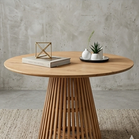 Table basse en teck massif de qualité supérieure, base à lattes, artisanale, écologique, durable, meubles modernes pour salon, Tya