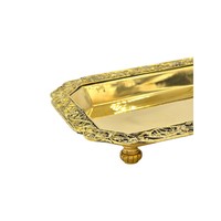 Plateau à thé rectangulaire en laiton 18x24x4, fabrication thaïlandaise, style vintage de luxe, fait main, laiton véritable, 10 pièces MOQ, 10 pièces/boîte