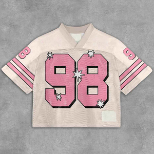 Short Sleeve Front <b>Logo</b> Sublimation Transfer Print Polyester/Cotton Jersey 320g Men's Sporty V-Neck Breathable Quick Dry - Product Image 1