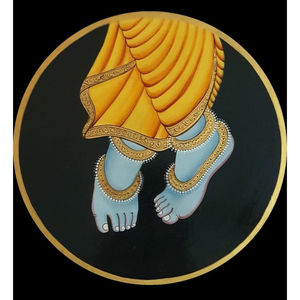 Assiette murale artisanale indienne traditionnelle peinte à la main, motif folklorique, art écologique pour Diwali et cadeaux de retraite, pour la maison et les salles de méditation - Product Image 2