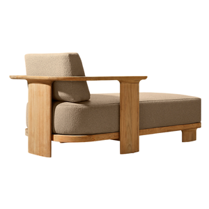 Chaise longue en teck massif de style Japandi moderne avec coussin confortable, design élégant des accoudoirs, mobilier de luxe pour hôtel, villa, resort - Product Image 3