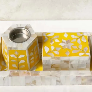 Brûleur à Bakhoor traditionnel fait main avec incrustation de os, ensemble Mukhbar, boîte électrique pour Oud Mubkhara, brûleur d'encens en nacre pour la maison et le bureau - Product Image 1