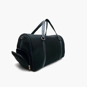 Sac de voyage week-end en cuir de qualité supérieure avec grande capacité de rangement, fermeture éclair, sac de sport décontracté, sac de voyage noir à poignée souple - Product Image 3