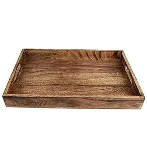 Exquisita Bandeja Decorativa de Madera Rústica Brownwood con Asa, Encanto Natural, Detalles Finos Hechos a Mano, Forma Rectangular - Product Image 1