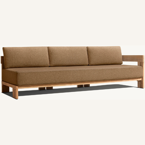 Canapé en bois de teck pour trois personnes, style moderne avec mousse souple et accoudoirs robustes et confortables - Product Image 3