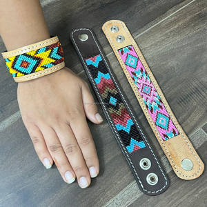 Último diseño de pulsera, pulsera de cuentas de cuero mecanizada a mano, pulsera Bohemia para mujer, correa de cuero genuino, joyería ajustable - Product Image 5