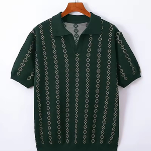 เสื้อถักน้ำหนักเบาแบบปรับแต่งได้สำหรับผู้ชาย เป็นมิตรกับสิ่งแวดล้อม ลายแจ็คการ์ดวินเทจ ระบายอากาศได้ดี เหมาะสำหรับใส่ลำลอง - Product Image 1