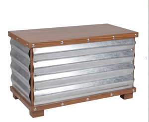 Boîte aux lettres en acier galvanisé avec dessus et base en bois, design autoportant durable, idéale pour le stockage de colis et de courrier au bureau. - Product Image 1