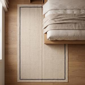 Alfombra Moderna Minimalista Tejida a Mano de Lana, Color Beige Neutro, Antideslizante, Pelo Medio, Tejido Plano, Alfombra Contemporánea para Piso - Product Image 5