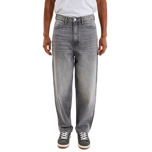 Men’s Grey Cotton Denim Baggy Jeans Loose Fit Streetwear 5 Pocket Vintage Style Casual Hip Hop Fashion <b>Pants</b> Trendy - Product Image 5
