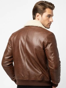 <b>Mens</b> Vintage Brown <b>Leather</b> Bomber <b>Jacket</b> - Product Image 3