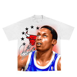 <b>Men's</b> <b>White</b> Short Sleeve T-Shirt With Custom Player Photo Print O-Neck Regular Fit Casual Jersey Style - Product Image 1