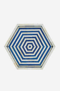 Modern Hexagonal <b>Serving</b> <b>Tray</b> With <b>Black</b> And White Geometric Pattern Handmade Mother Of Pearl Decorative Plate For Home Use - Product Image 2