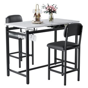 2-Piece <b>Kitchen</b> <b>Table</b> Set with 3 Upholstered Chairs <b>Bar</b> Dining <b>Table</b> Furniture Set for 2 or 3 People - Product Image 6