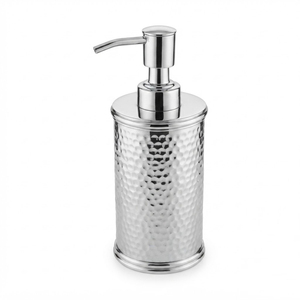 Silver Hammered Ceramic <b>Soap</b> Dispenser Metallic Texture Liquid <b>Hand</b> Wash Pump Bottle <b>Refillable</b> Lotion Dispenser For Hotel Home - Product Image 2