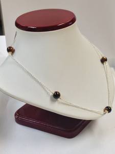 Collar de Piedra Ojo de Tigre en Plata de Ley 925 y Oro Amarillo de 14K, Joyería Fina con Piedras Preciosas para Mujer, Regalo - Product Image 4