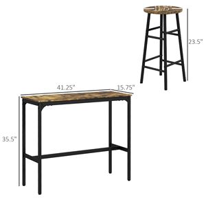 Set Tavolo Industriale per Colazione, per Casa, Ufficio o Seminterrato, 5 Pezzi, Tavolo e Sedie Alte da Bar con Struttura Stabile, 4 Posti - Product Image 3