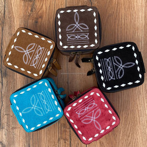 Offre Spéciale marron botte point daim cuir Portable petit étui à bijoux voyage femmes boîte à bijoux anneau collier bijoux mallette de rangement - Product Image 4