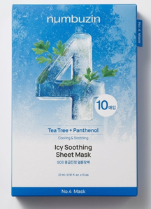 Masque en tissu apaisant et rafraîchissant Numbuzin No.4 Icy (10 unités) - Soins coréens pour la peau - Masques en tissu apaisants et rafraîchissants - Soin hydratant - Product Image 1