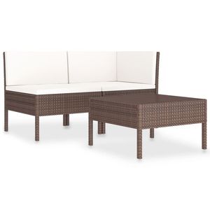 Set di Mobili da Giardino in Rattan PE Marrone a 3 Pezzi, Design Modulare Moderno - Product Image 2