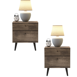 Tables de chevet en bois massif avec deux tiroirs de rangement meubles de chambre à coucher de chevet prix de gros meubles modernes designs simples - Product Image 3