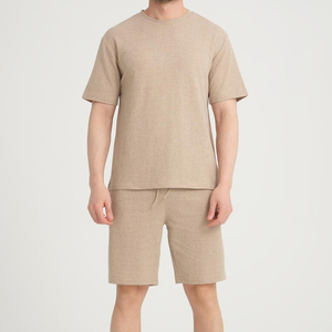 Conjunto de Traje Casual de 2 Piezas para Hombre, Primavera-Verano, Unisex, Tejido Sólido 100% Algodón, Secado Rápido, Corte Holgado, Manga Corta, Hecho en Pakistán - Product Image 1
