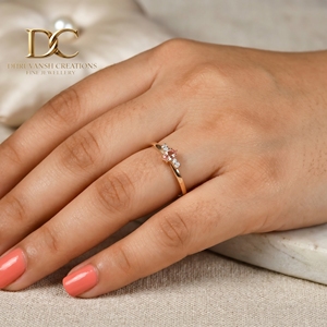 Anillo de Oro Amarillo Sólido de 14 Quilates con Diamante Cultivado en Laboratorio y Morganita Cultivada en Laboratorio, Diseño Elegante, Joyería Fina de Lujo para Mujer, Anillo de Boda - Product Image 5
