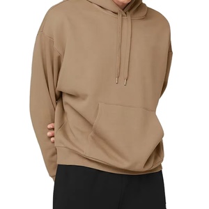 Sweat à capuche décontracté en coton molletonné à épaules tombantes pour homme, de qualité supérieure, couleur unie, grande taille, épais, séchage rapide - Product Image 1