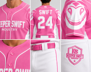 Conjunto de Uniforme de Béisbol Rosa Personalizado, Jersey de Béisbol Sublimado, Ropa de Equipo, Fabricante OEM ODM - Product Image 5