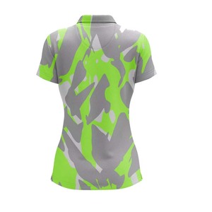 Polo de manga corta para mujer, color rosa, amarillo, estampado de camuflaje, ropa deportiva informal transpirable - Product Image 6