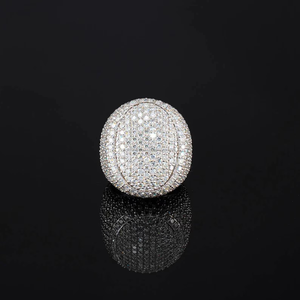 <b>Large</b> Brilliant Cut Diamond Hip Hop Cluster <b>Rings</b> 925 Sterling Silver Rhodium Plated Unisex Wedding Engagement Anniversary Party - Product Image 4