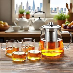 Tetera de Vidrio Borosilicato Transparente Resistente a Altas Temperaturas, Juego de Infusor para Estufa, Herramienta para Preparar Té en Casa, Jarra para Infusión de Té y Frutas - Product Image 2