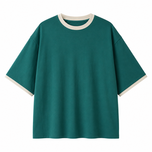 Streetwear Style Men's Oversized <b>Olive</b> <b>Green</b> Cotton <b>T</b>-<b>Shirt</b> Short Sleeve O-Neck Casual Loose Fit Jersey Knit Solid Color - Product Image 3