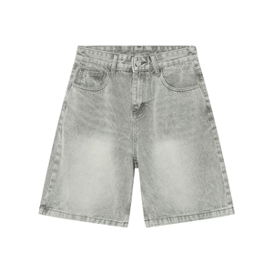 Nouveaux shorts en jean vintage respirants pour hommes, coupe droite, taille mi-haute, tricotés, décontractés et amples pour l'été - Product Image 3