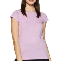 Kaos Wanita Lavender Kerah Bulat Lengan Pendek Regular Fit 100% Katun Kasual Warna Solid Bernapas Harga Terjangkau untuk wanita