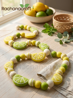 Handgemaakte ecovriendelijke wollen vilt citrus fruit guirlande - citroen limoen plakjes pom pom streamer voor verjaardag Halloween zomer kinderkamer
