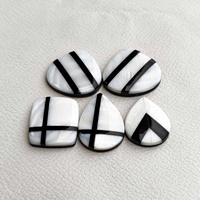 Cabochons de designer vintage à rayures noires et blanches en nacre naturelle faite à la main et en onyx noir