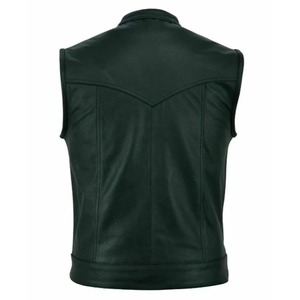High Quality All Size Available Custom Design Private Logo Low Price Distressed Look Men Leather Vest Biker Sleeveless <b>Jacket</b> - Product Image 5
