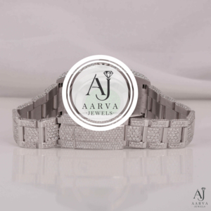 Reloj de Lujo para Mujer AARVA JEWELS, Acero Inoxidable Plateado, Diamante Moissanita, 30 mm, Analógico, Cuarzo, Resistente al Agua 3BAR, Zafiro - Product Image 3