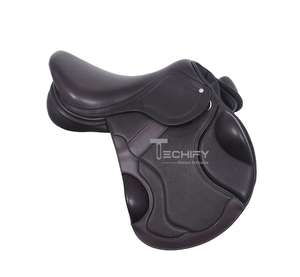 Selle de saut en cuir anglais de qualité supérieure |   Siège rembourré doux, conception à contact étroit pour les spectacles et l'entraînement - Product Image 1