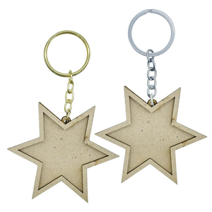 MDF Keychain <b>Star</b> Shape Promotional Gift Customs Blank MDF Sublimation Keychain Keyring Hot Sale - Product Image 5