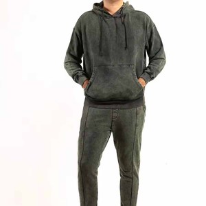 Heavyweight Cotton Oversized Baggy Tracksuit Distressed Patch Acid Wash Vintage OEM Tracksuit Available For Online Sale - Product Image 4