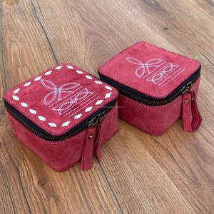 Newest Boot Stitch <b>Pink</b> Suede Leather Portable Jewelry Storage Case Custom Ring Jewelry <b>Gift</b> <b>Box</b> Organizer Travel Jewelry <b>Box</b> - Product Image 4