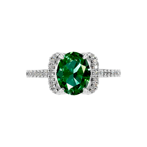 Anillo de Halo de oro blanco y Plata de Ley 925, piedra preciosa esmeralda de corte ovalado, joyería fina para bodas, aniversarios, fiestas, certificado IGI - Product Image 3
